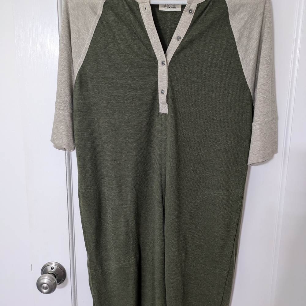 Prana Olive and Beige Henley Top
